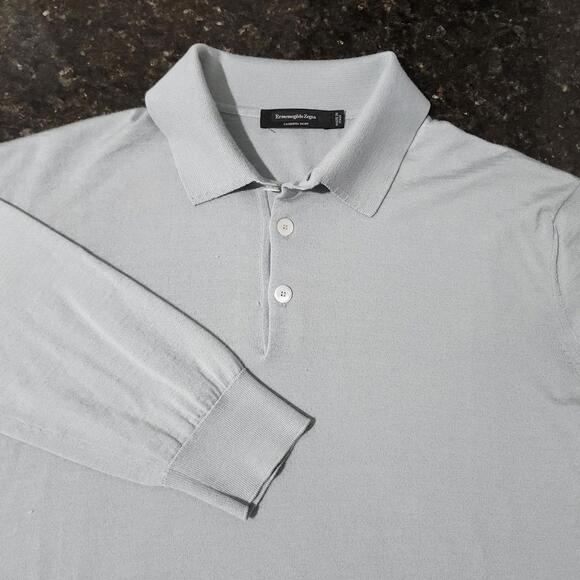 Ermenegildo Zegna Cashesta Light Cashmere Silk Polo Knit Sweater Mens Large 52